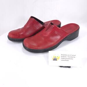 Clarks Bendables Slip On Casual Leather Mule Slides Womens Size 7 70403 Red
